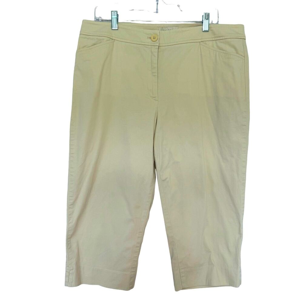 Talbots Wms Tan Casual Stretch High Rise Cropped Capri Pants Size 14 Neutral